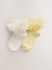 Amarillo/blanco - 2 pack Cotton Rich Tulle Bridesmaid Ankle Socks - Imagen 1 de 2