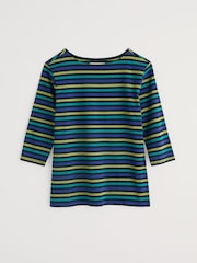 Seasalt Cornwall Blue Sailor 3/4 Sleeve Top In Cotton Jersey - Image 4 of 5