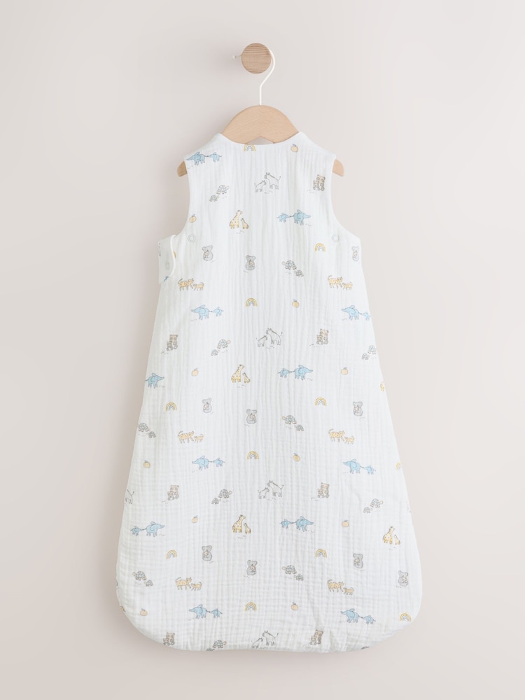 Neutral Jungle Muslin 1 Tog Sleeveless Baby Sleepbag - Image 2 of 6