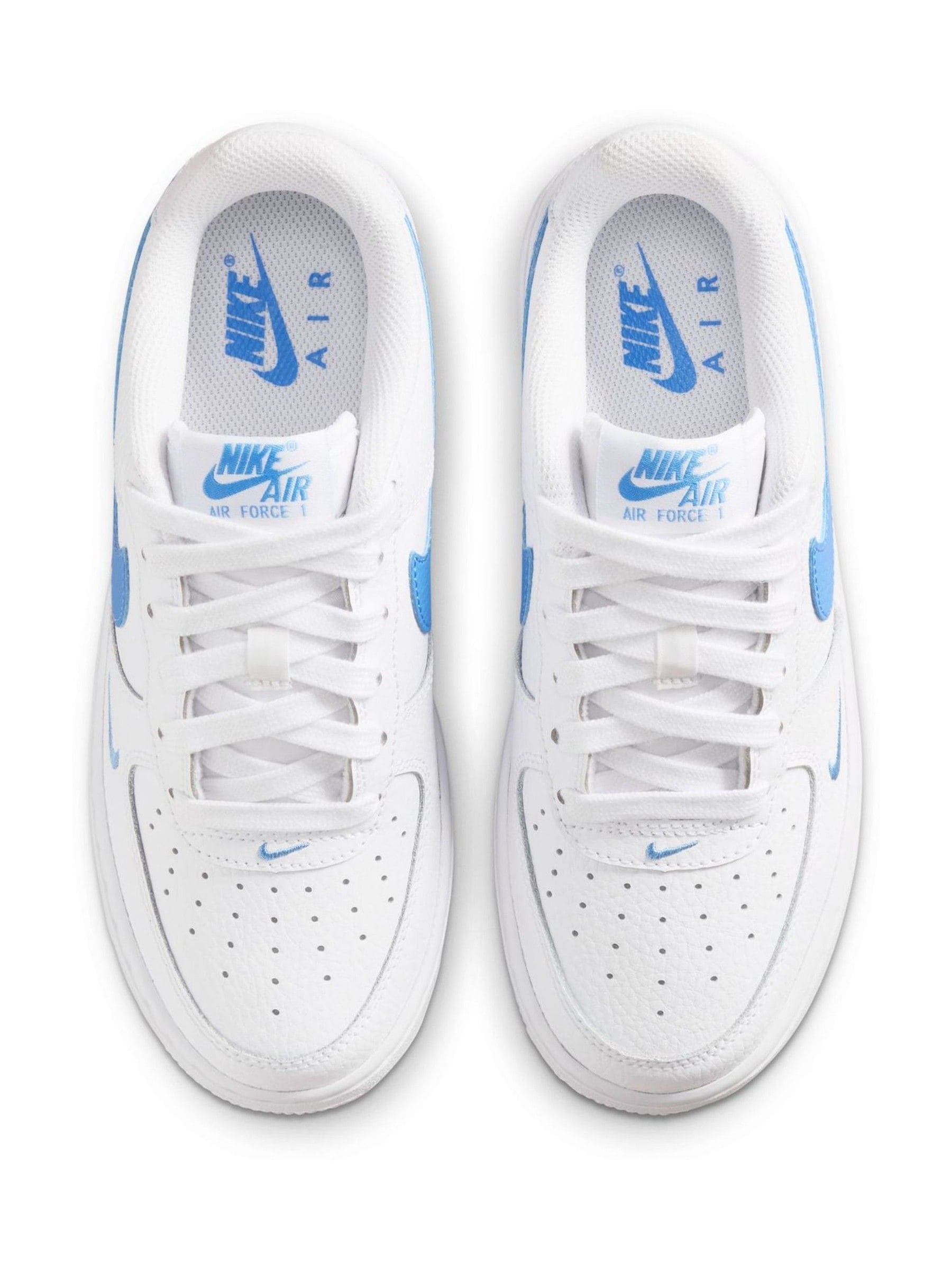 Buy Nike White/University Blue Youth Air Force 1 Trainers from