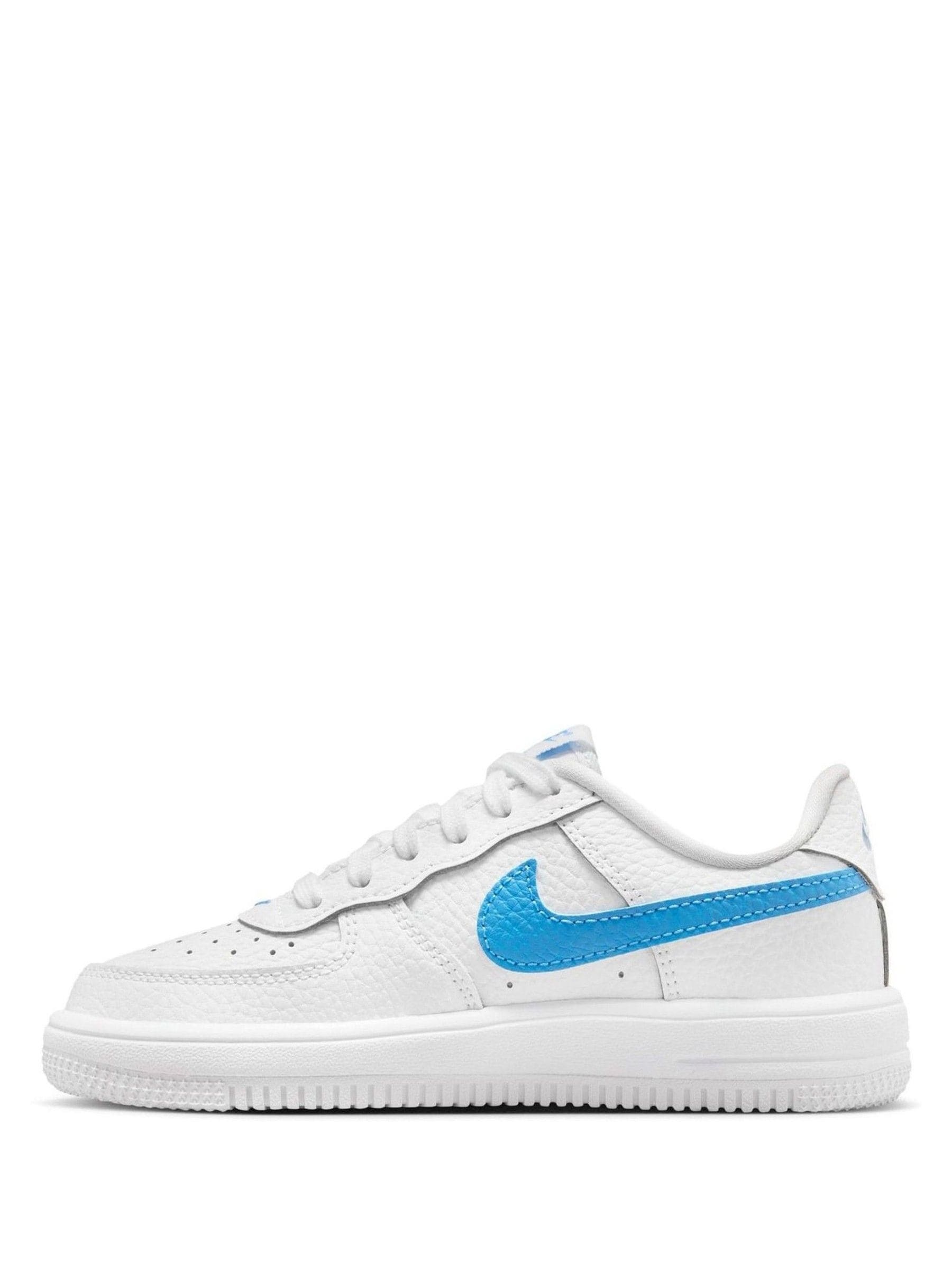 Buy Nike White/University Blue Junior Air Force 1 Trainers from