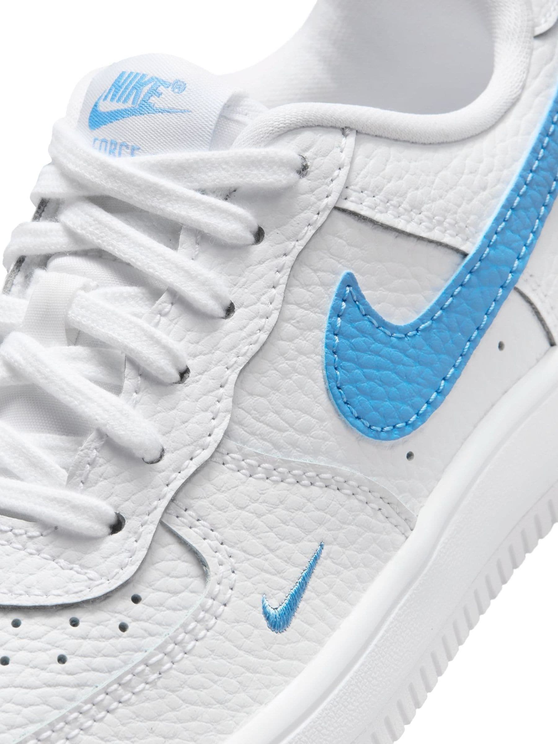 Buy Nike White/University Blue Junior Air Force 1 Trainers from
