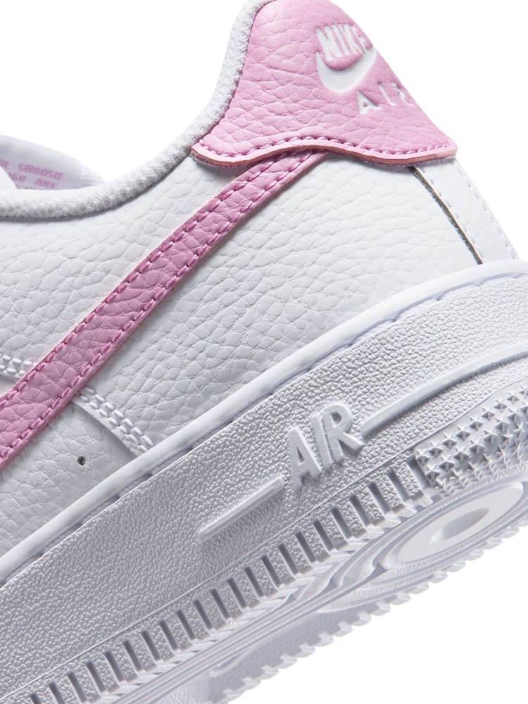 Nike White/Magenta Youth Air Force 1 Trainers - Image 10 of 10 Nike White/Magenta Youth Air Force 1 Trainers - Image 10 of 10