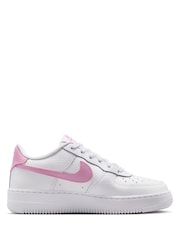 Nike White/Magenta Youth Air Force 1 Trainers - Image 3 of 10