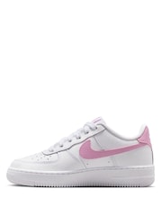Nike White/Magenta Youth Air Force 1 Trainers - Image 4 of 10