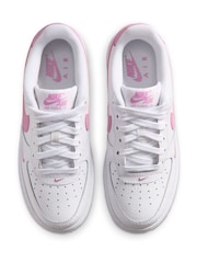Nike White/Magenta Youth Air Force 1 Trainers - Image 6 of 10