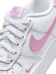 Nike White/Magenta Youth Air Force 1 Trainers - Image 9 of 10