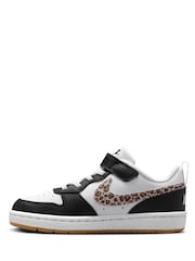 Nike Black/White Animal Junior Court Borough Low Trainers - Image 2 of 10