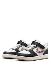 Nike Black/White Animal Junior Court Borough Low Trainers - Image 5 of 10