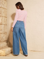 Love & Roses Mid Blue Wide Leg Pull On Jeans - Image 3 of 4