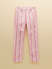 Joules Pink Stripe Straight Fit Mid Rise Jeans - Image 10 of 10