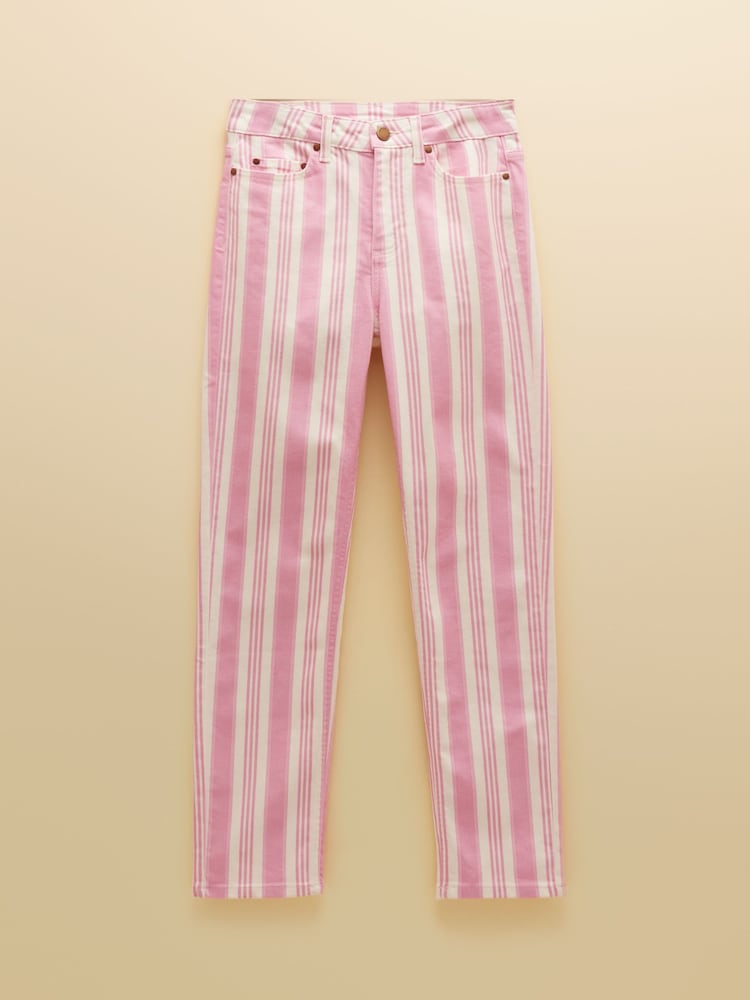 Joules Pink Stripe Straight Fit Mid Rise Jeans - Image 10 of 10