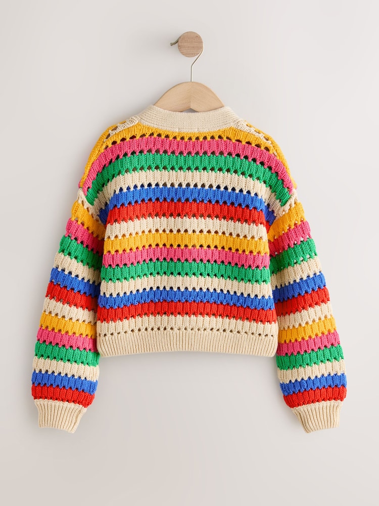 Curcubeu - Cardigan cu decolteu în V cu cusătură (3-16ani) - Imaginea 2 din 4