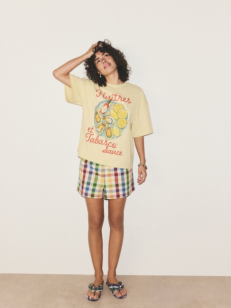 Yellow Check Tabasco - סט פיג'מה קצר - תמונה 1 מתוך 6