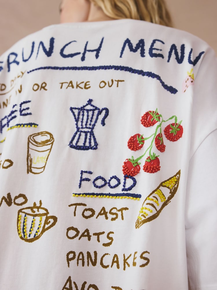 Ecru Beaded Brunch Short Set Pyjamas - Image 6 of 6