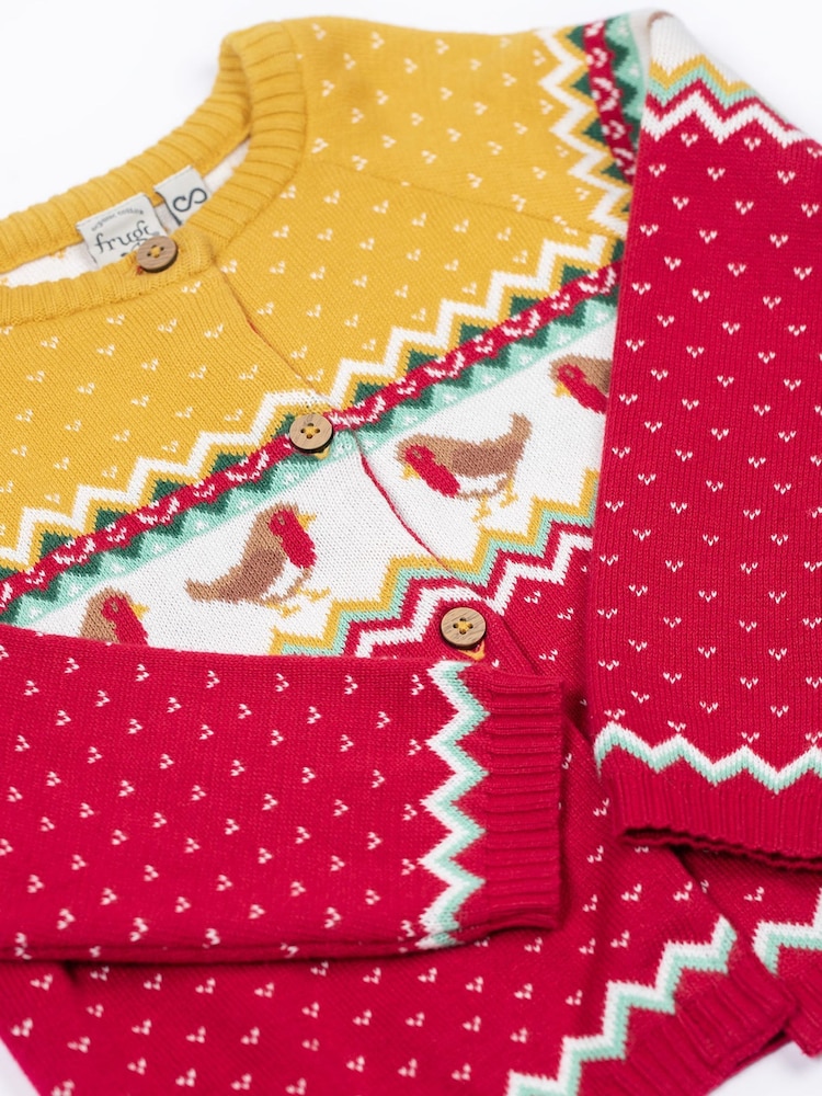 Frugi Red Christmas Carol Cardigan - Image 2 of 4
