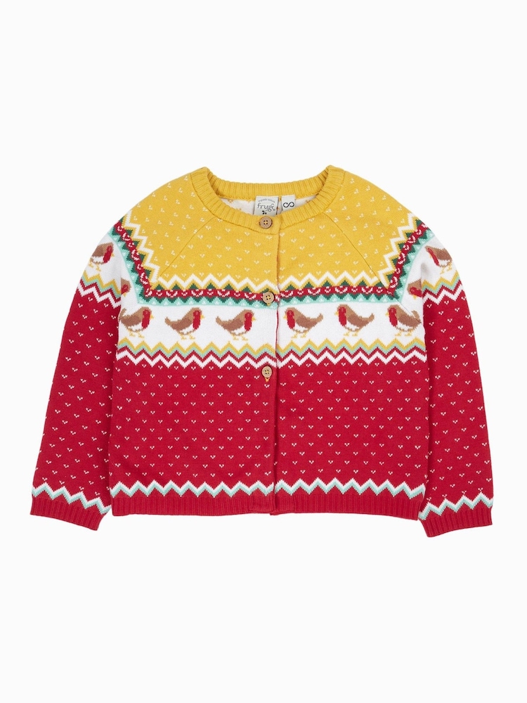 Frugi Red Christmas Carol Cardigan - Image 4 of 4