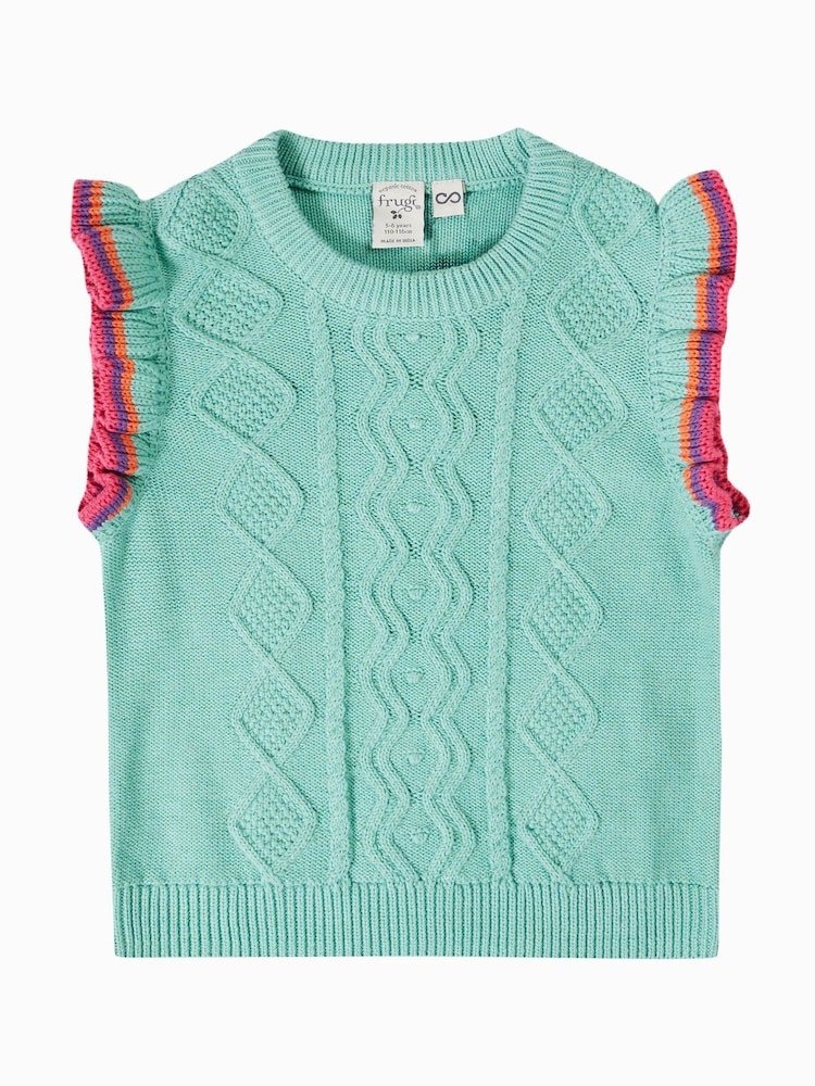 Frugi Blue Ray Ruffle Tank Top - Image 1 of 3