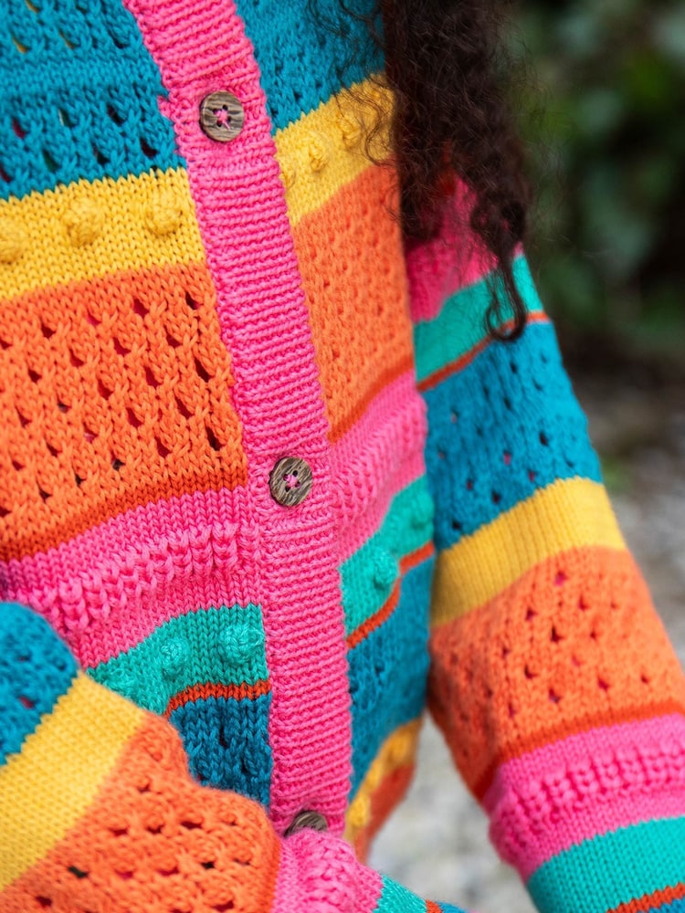 Frugi Blue Rowe Rainbow Cardigan - Image 2 of 5