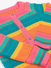 Frugi Blue Rowe Rainbow Cardigan - Image 4 of 5