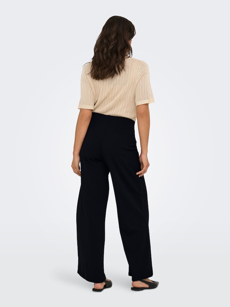 JDY Black Button Detail Wide Leg Trousers - Image 2 of 8 JDY Black Button Detail Wide Leg Trousers - Image 2 of 8