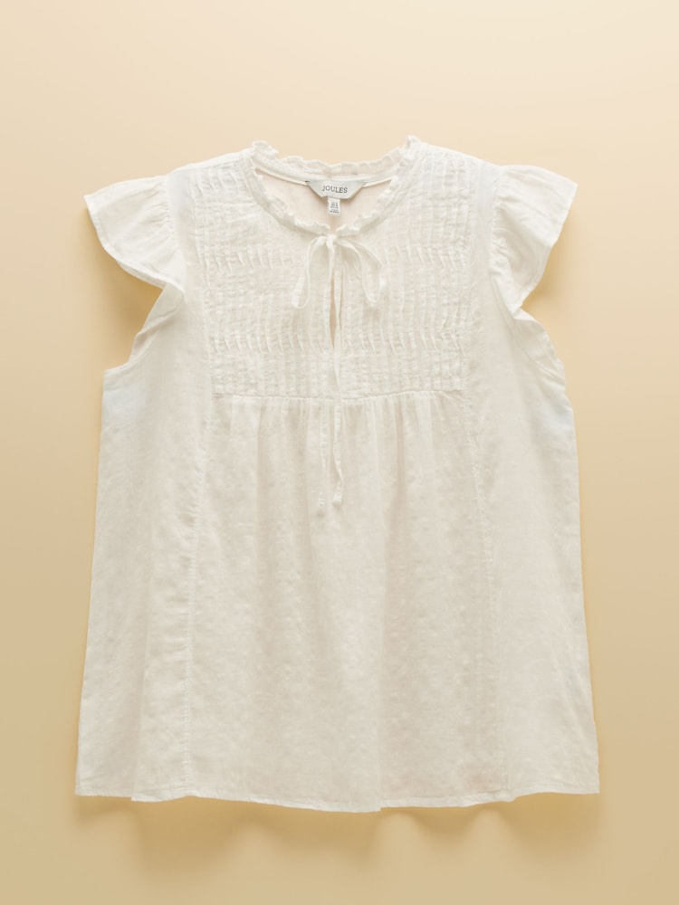 Weiß - Joules Nolan Sleeveless Tie Neck Blouse - Bild 6 von 6