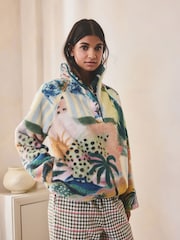 Orange Tropical Scene - Printed Borg Fleece Top - Imagen 1 de 7