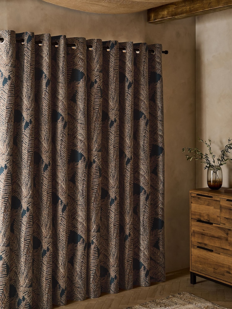 Gefütterte Ösenvorhänge aus Jacquard mit Blattmuster - Bild 2 von 5