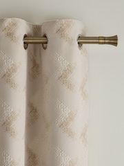 Light Natural Collection Luxe Heavyweight Velvet Chevron Eyelet Lined Curtains - Image 1 of 5