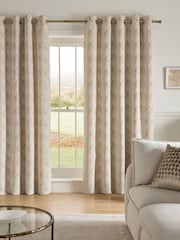 Light Natural Collection Luxe Heavyweight Velvet Chevron Eyelet Lined Curtains - Image 2 of 5