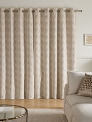 Light Natural Collection Luxe Heavyweight Velvet Chevron Eyelet Lined Curtains - Image 3 of 5