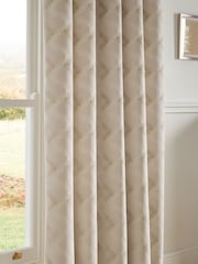 Light Natural Collection Luxe Heavyweight Velvet Chevron Eyelet Lined Curtains - Image 4 of 5
