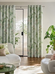 Sage Green In Bloom Floral Eyelet Lined Curtains - Image 1 of 5