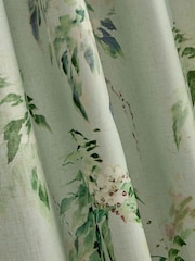 Sage Green In Bloom Floral Eyelet Lined Curtains - Image 5 of 5