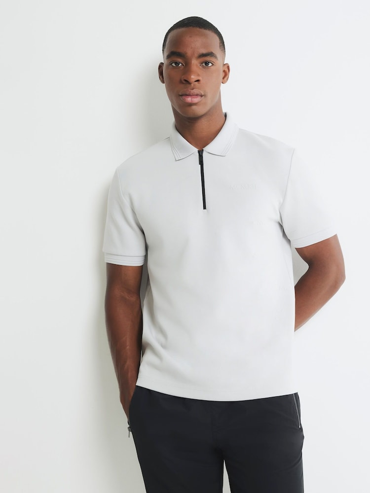 River Island Grey Slim Fit Scuba T-Shirt - Image 2 of 4 River Island Grey Slim Fit Scuba T-Shirt - Image 2 of 4