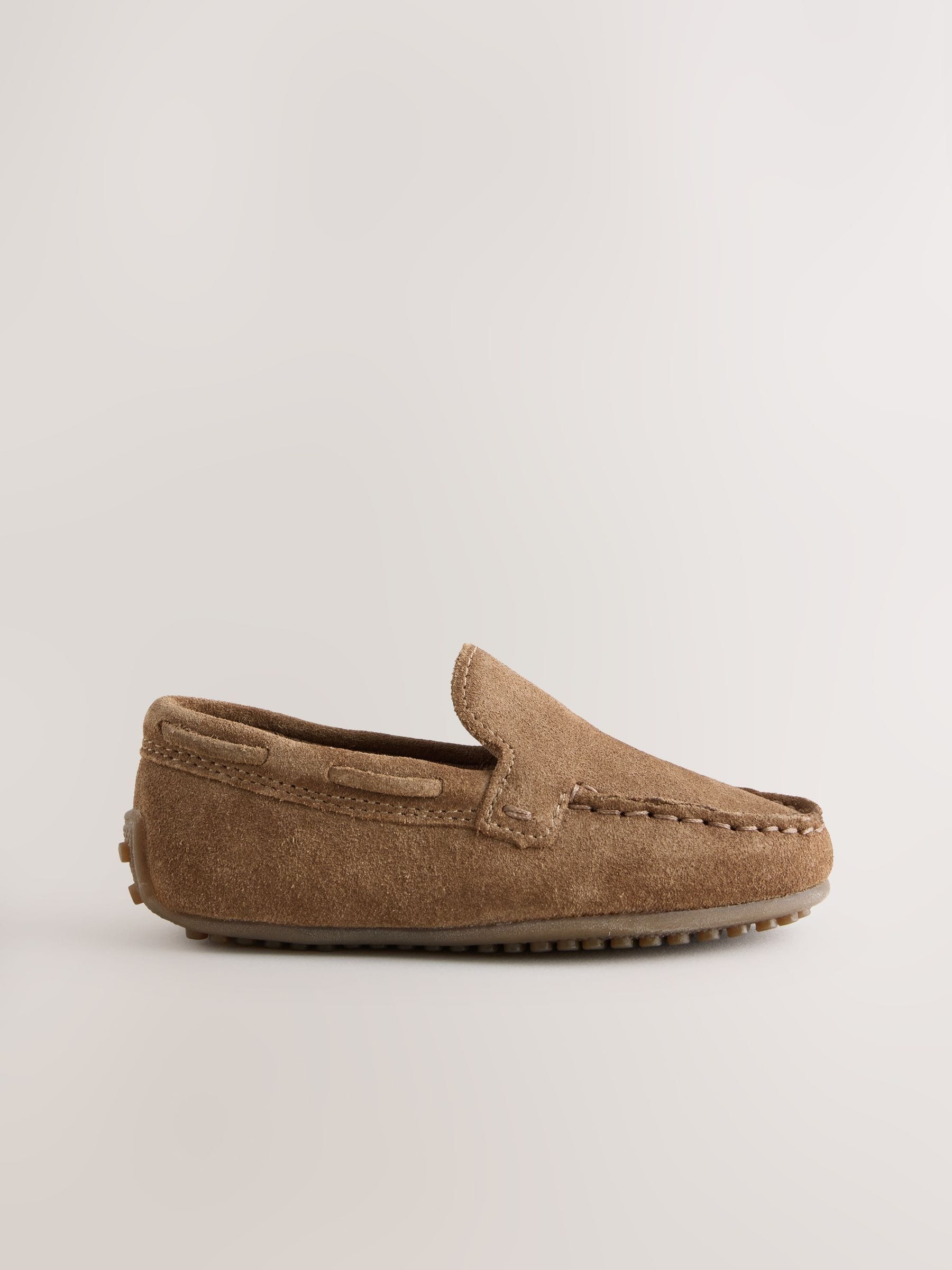 Buy Tan Brown Wide Fit (G) Suede Slip-Ons Loafer Shoes from Next USA