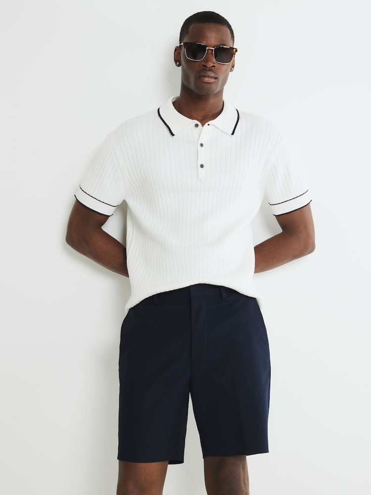 River Island Blue Unbelted Core Decal Chino Shorts - Image 1 of 4