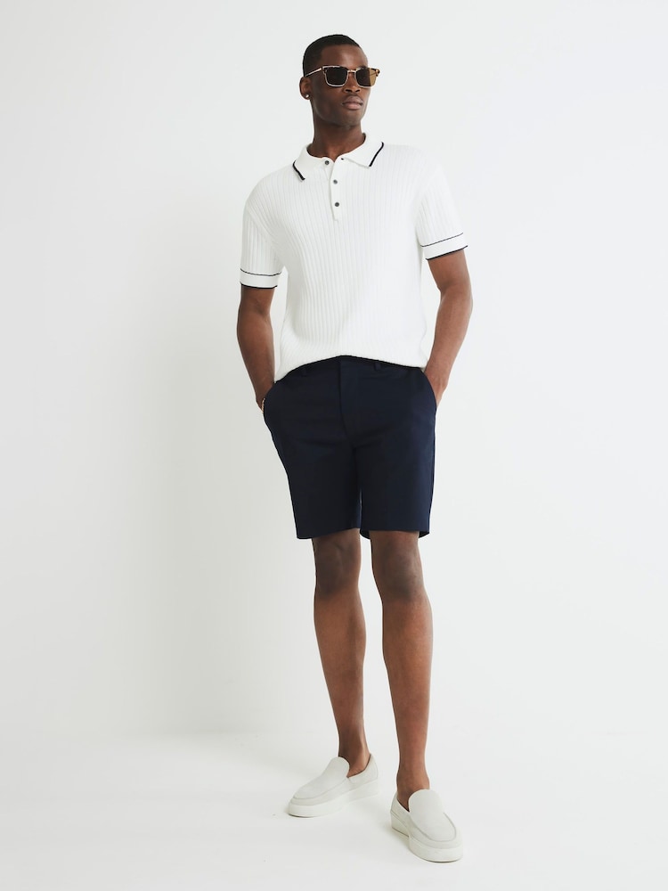 River Island Blue Unbelted Core Decal Chino Shorts - Image 2 of 4