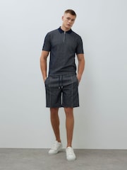 River Island Blue Slim Jacquard Shorts - Image 1 of 4