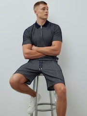 River Island Blue Slim Jacquard Shorts - Image 2 of 4