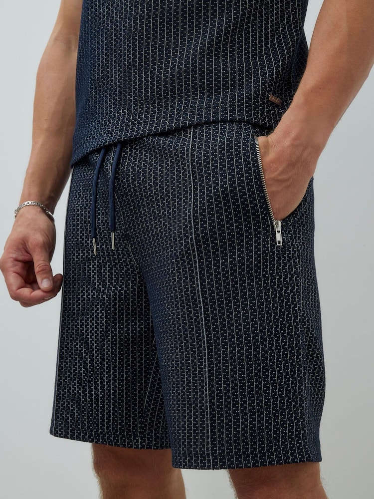 River Island Blue Slim Jacquard Shorts - Image 4 of 4 River Island Blue Slim Jacquard Shorts - Image 4 of 4