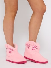 Loungeable Pink Borg Cowboy Bootie Slippers - Image 2 of 5