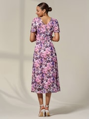 Jolie Moi Light Pink Petite Mesh Short Sleeve Wrap Midaxi Dress - Image 2 of 6