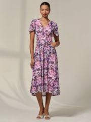 Jolie Moi Light Pink Petite Mesh Short Sleeve Wrap Midaxi Dress - Image 6 of 6