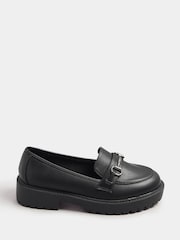 Yours Curve Black Extra Wide Fit Wide Fit Metal Detail Loafers - Image 2 of 5