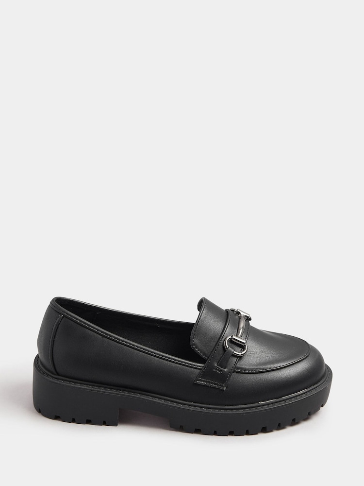Yours Curve Black Extra Wide Fit Wide Fit Metal Detail Loafers - Image 2 of 5