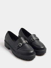 Yours Curve Black Extra Wide Fit Wide Fit Metal Detail Loafers - Image 3 of 5