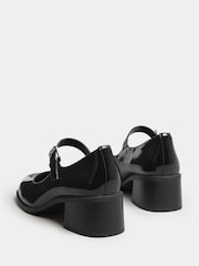 Yours Curve Black Extra Wide Fit Mid Block Patent Mary Jane Shoes - Image 4 of 5