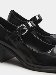 Yours Curve Black Extra Wide Fit Mid Block Patent Mary Jane Shoes - Image 5 of 5