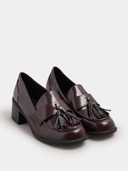 Yours Curve Red Extra Wide Fit Extra Wide Fit Heeled Tassel Loafers - Image 1 of 5